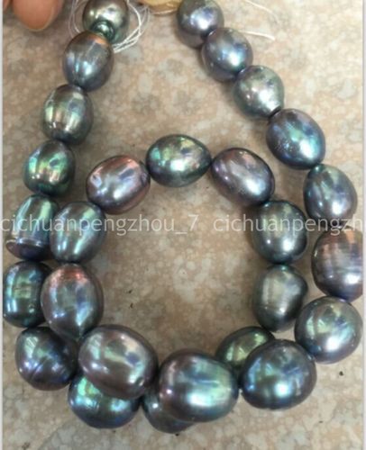 10-11mm Genuine Tahitian Peacock Black Baroque Pearl Loose Beads 14'' Strand - Picture 1 of 6