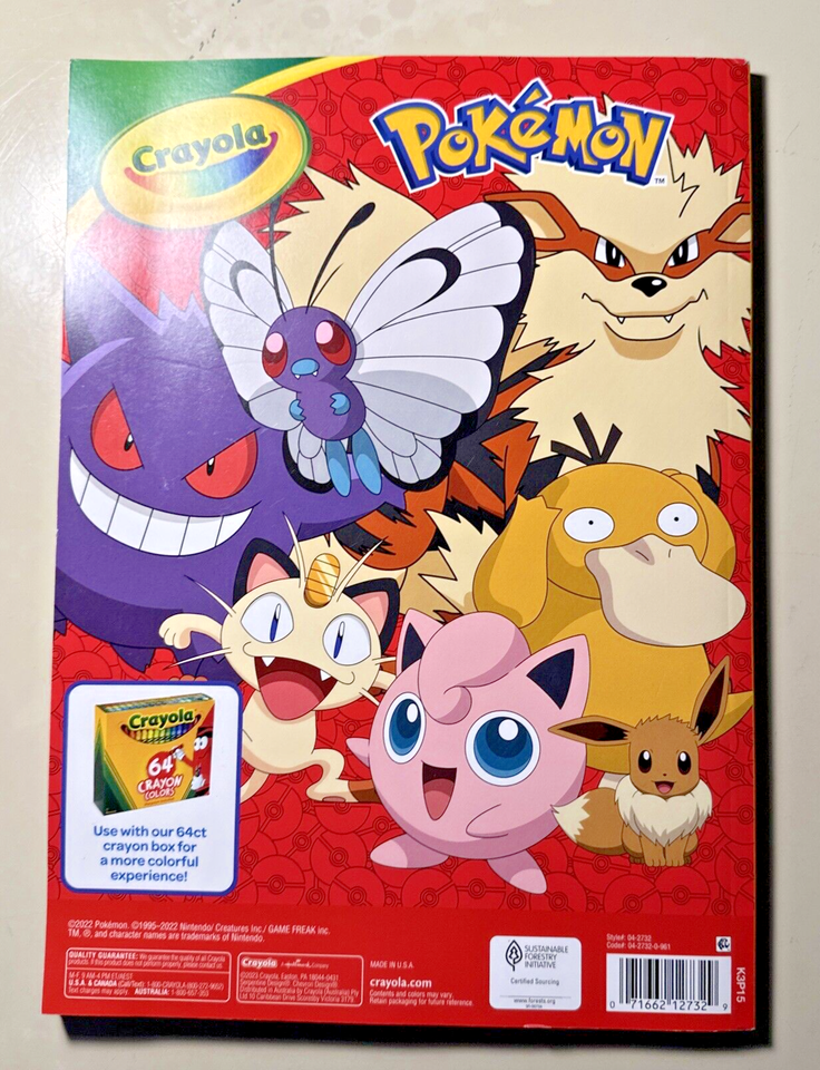 Crayola Coloring Book-Pokemon: 96 Pages Coloring Book for Kids with Stickers | eBay