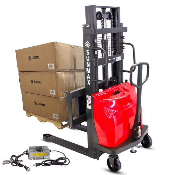 PS3300SE-2M Semi-Electric Pallet Stacker 3300 lbs Capacity 6.6 ft Lifting Height