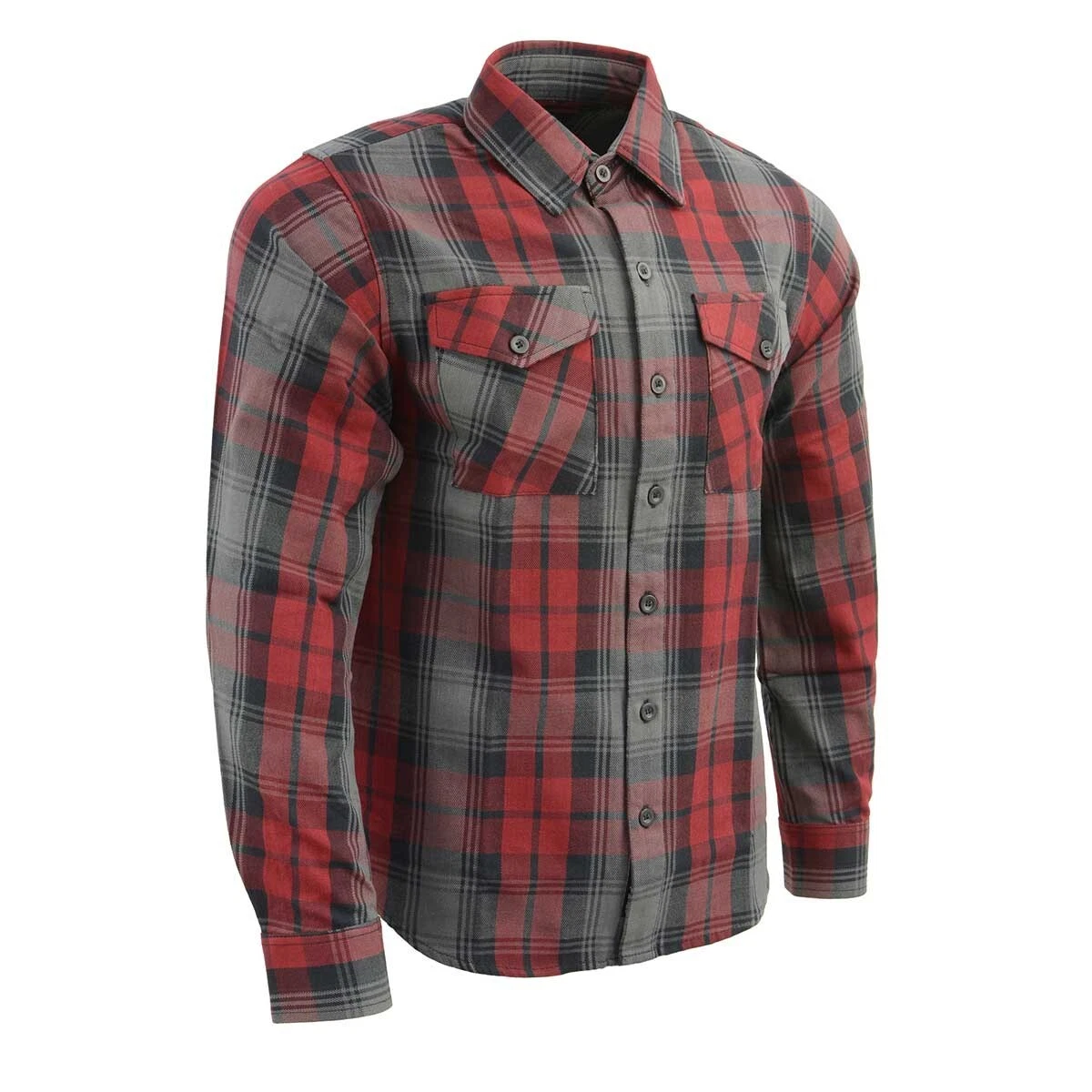 Milwaukee Leather 11652 Men's Black Grey & Red Long Sleeve Cotton Flannel Shirt