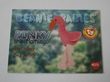 TY Beanie Babies BBOC Card - Series 1  Pinky the Flamingo in Blue Foil