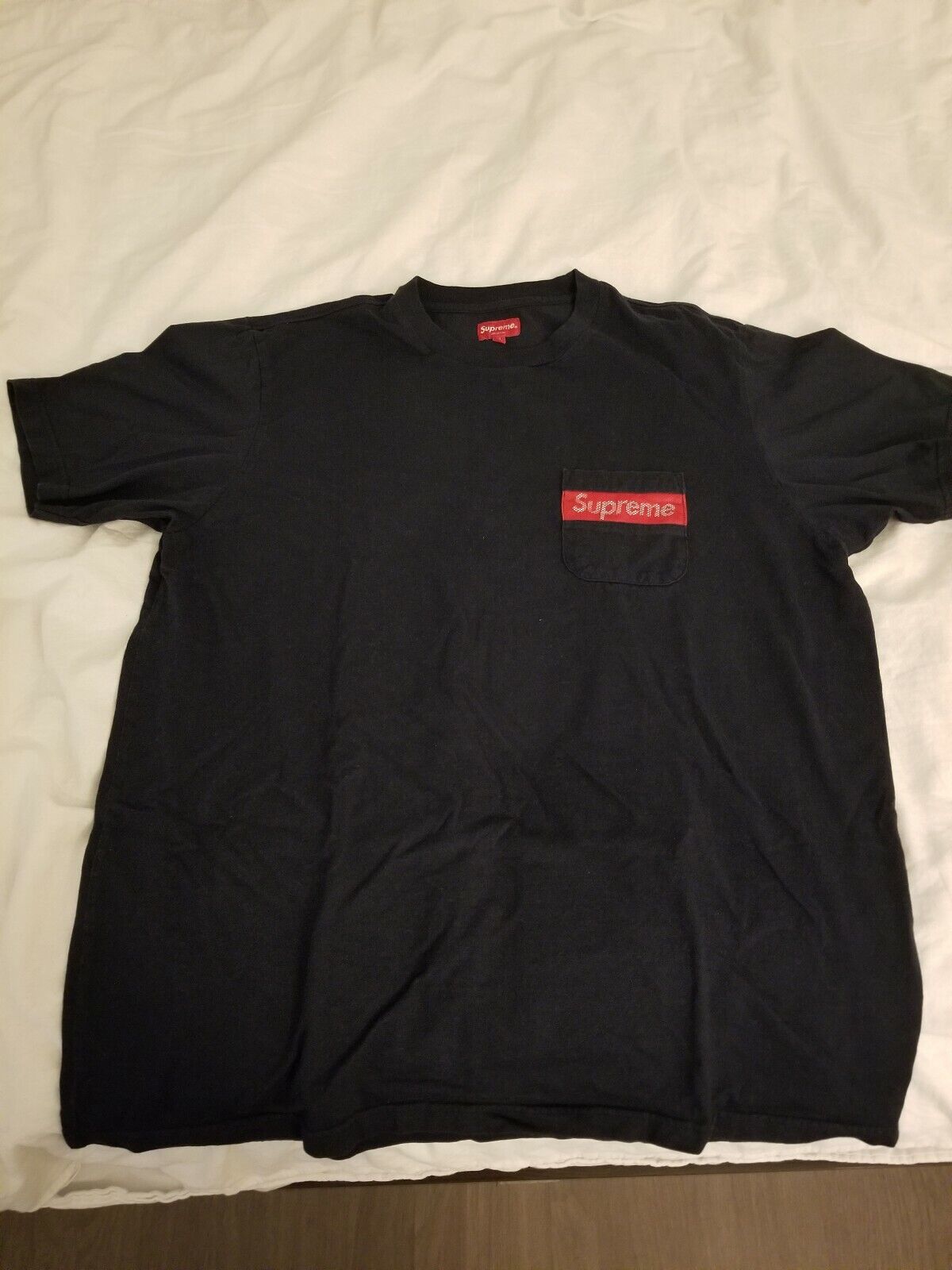 Supreme Pocket Mesh Stripe Pocket Tee - Navy Blue - Size Xtra Large - $160  - Pre