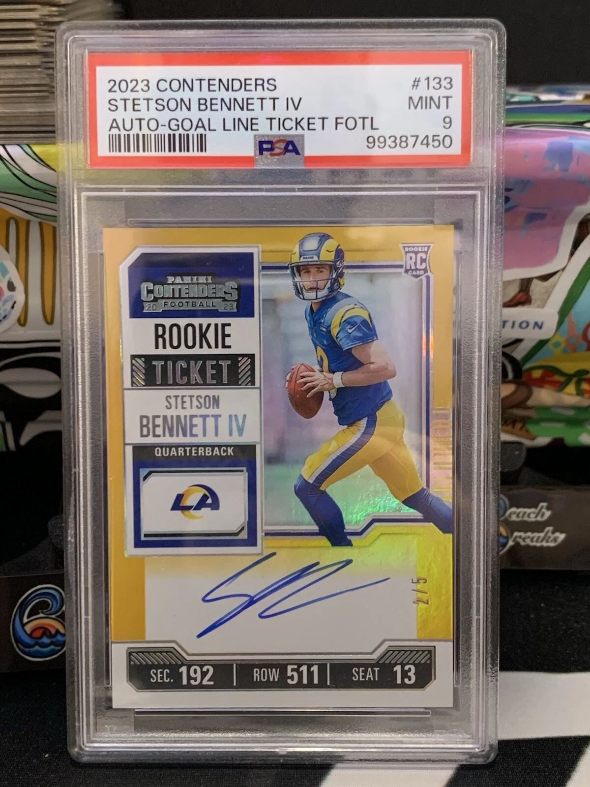 Stetson Bennett Panini Contenders #133 Autograph-Goal Line Ticket Fotl
