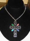 VINTAGE AVON NECKLACE CRUCIFIX CROSS  VICTORIAN COLORFUL STONES NR — photo 7