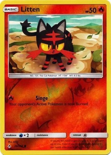 LP Pokemon Litten - 26/214 - Common - Reverse Holo Lightly Played Unbroken Bonds