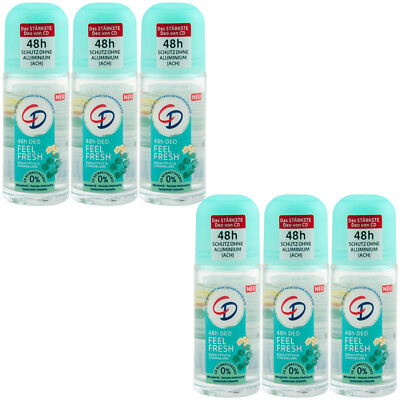 Cd Deo Roll On Feel Fresh 6 x 50ml 48H Protection with Eucalyptus & Strawflower