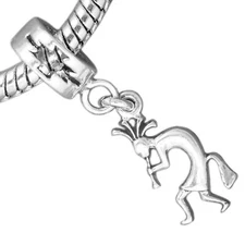 Native American Indian Kokopelli 925 Sterling Silver European Dangle Bead Charm