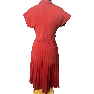 elizabeth & nicole pleated dress Vintage 90s Elizabeth & Nicole Rust Orange Pleated Secretary Dress Medium  Large