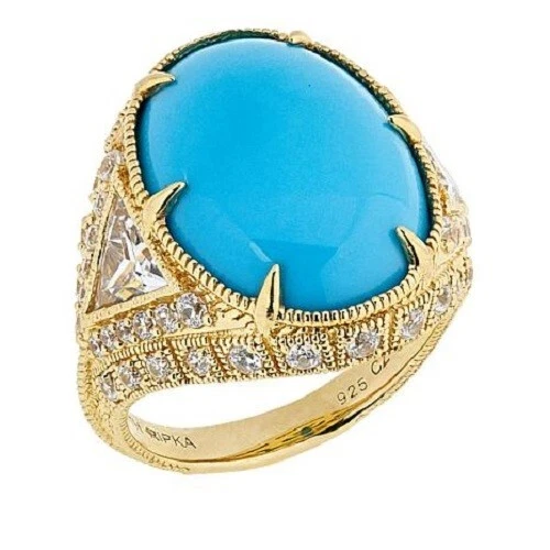 HSN Judith Ripka 14K Yellow Gold Over Sterling Turquoise Cocktail