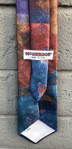 Mc Gregor Turquoise Blue Orange Gold Purple High Sheen Tie L56" W3 1/2" EUC - Picture 7 of 10