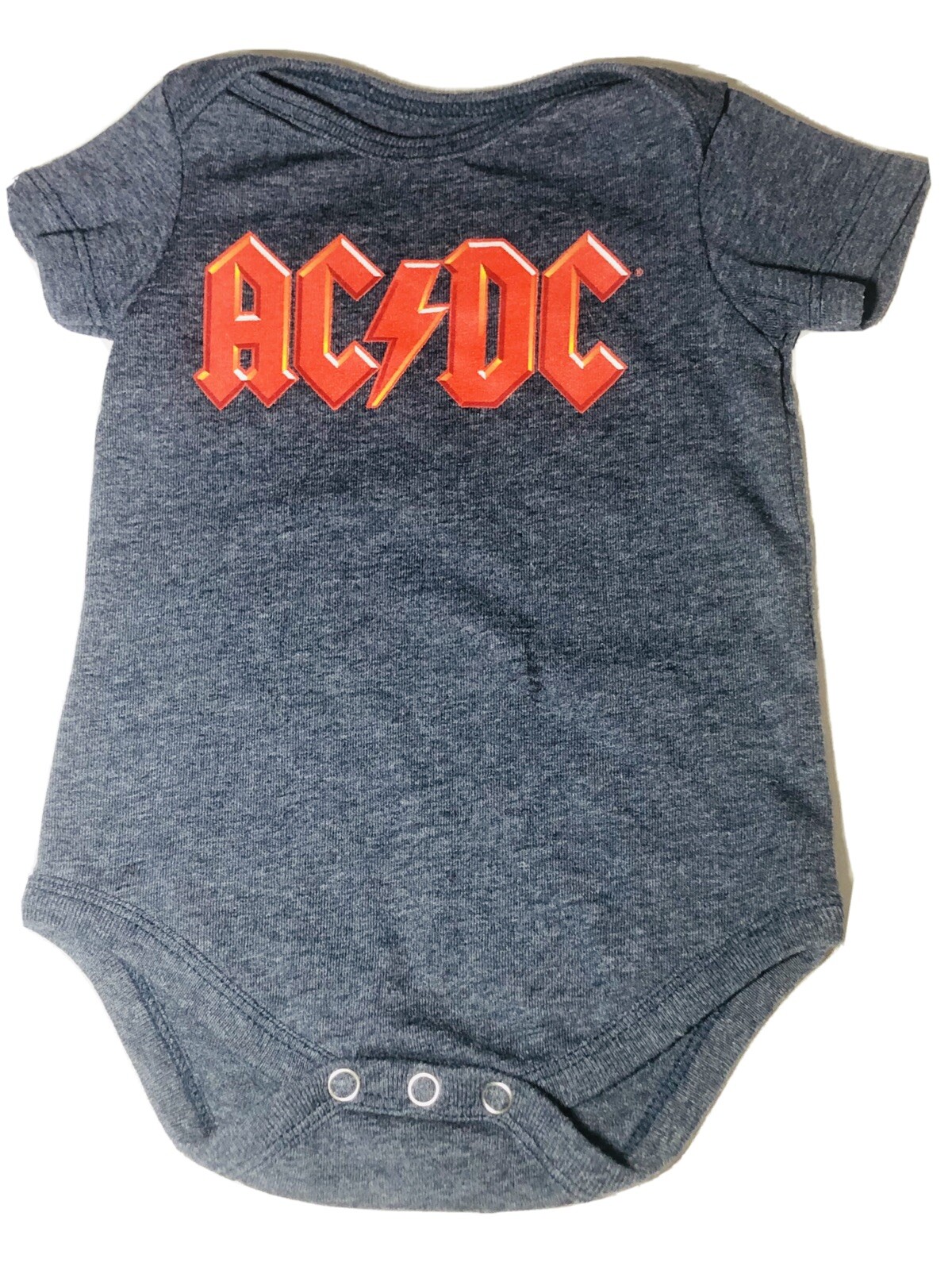 AC/DC Baby One Piece Unisex Gray With Red Letters 3-6 Months Used Very ...
