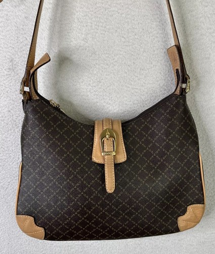 Sac à Bandoulière Vintage La Tour Eiffel Paris – Cuir Marron Motif Diamant – Neuf Avec étiquettes