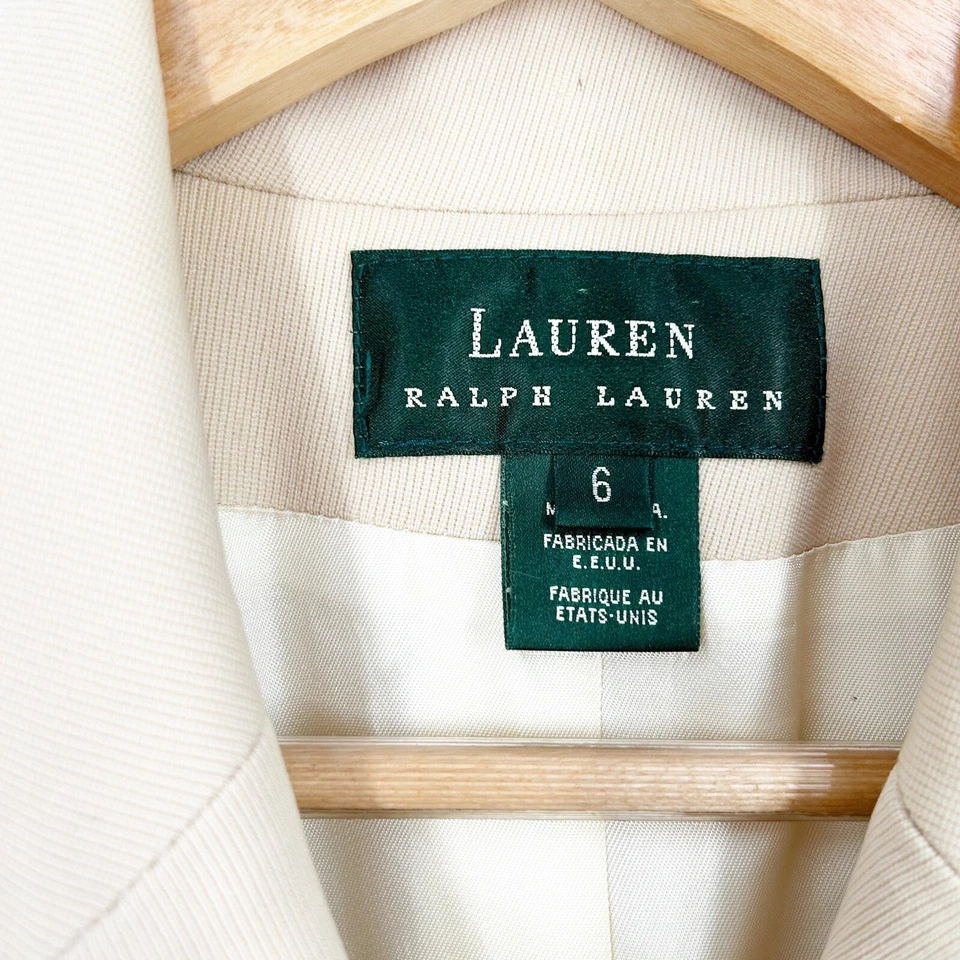 Blazer Ralph Lauren Vintage Marfil Doble Pecho Lana Muesca Cuello Talla 6 Crema Foto 4 de 4