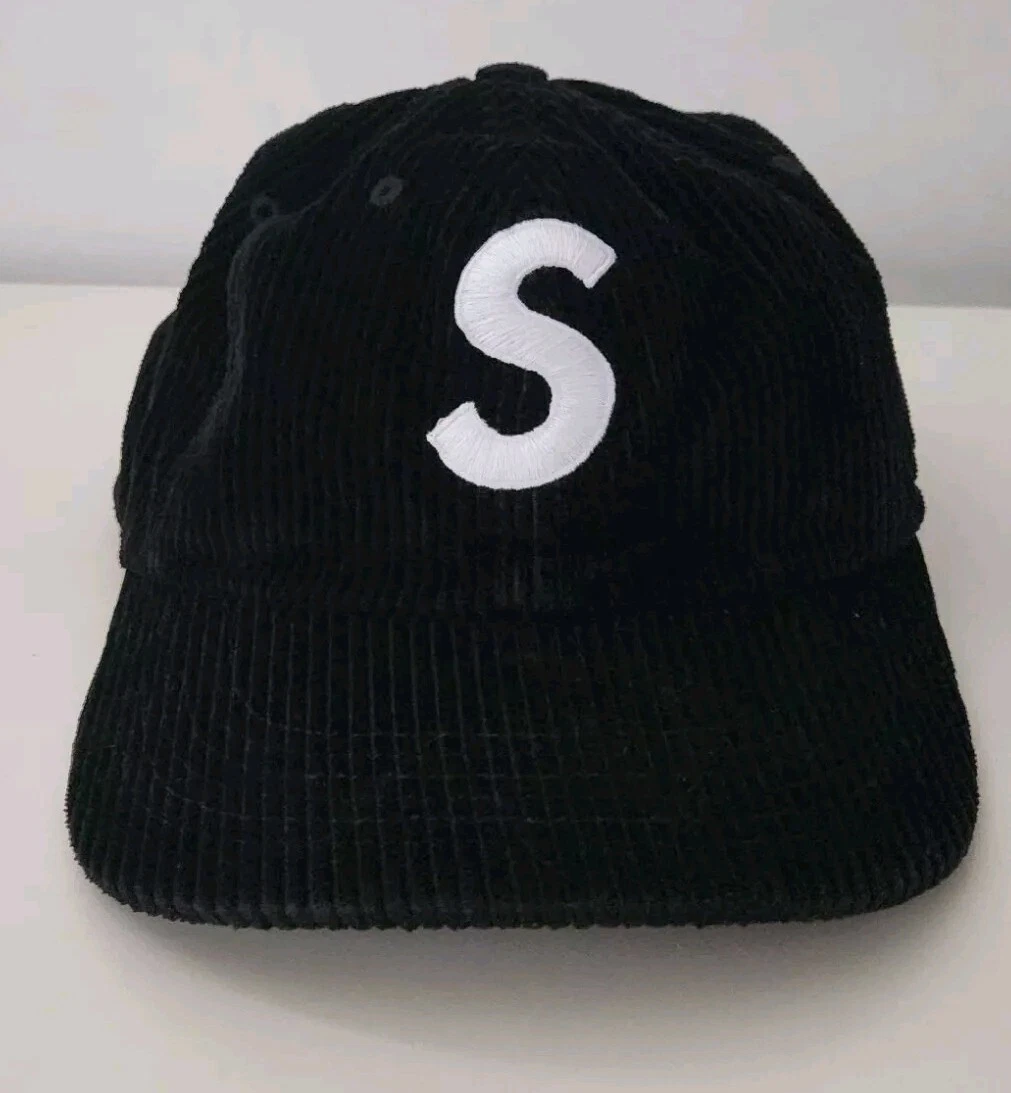 FW23 Supreme Corduroy S Logo 6 panel Cap Hat Black