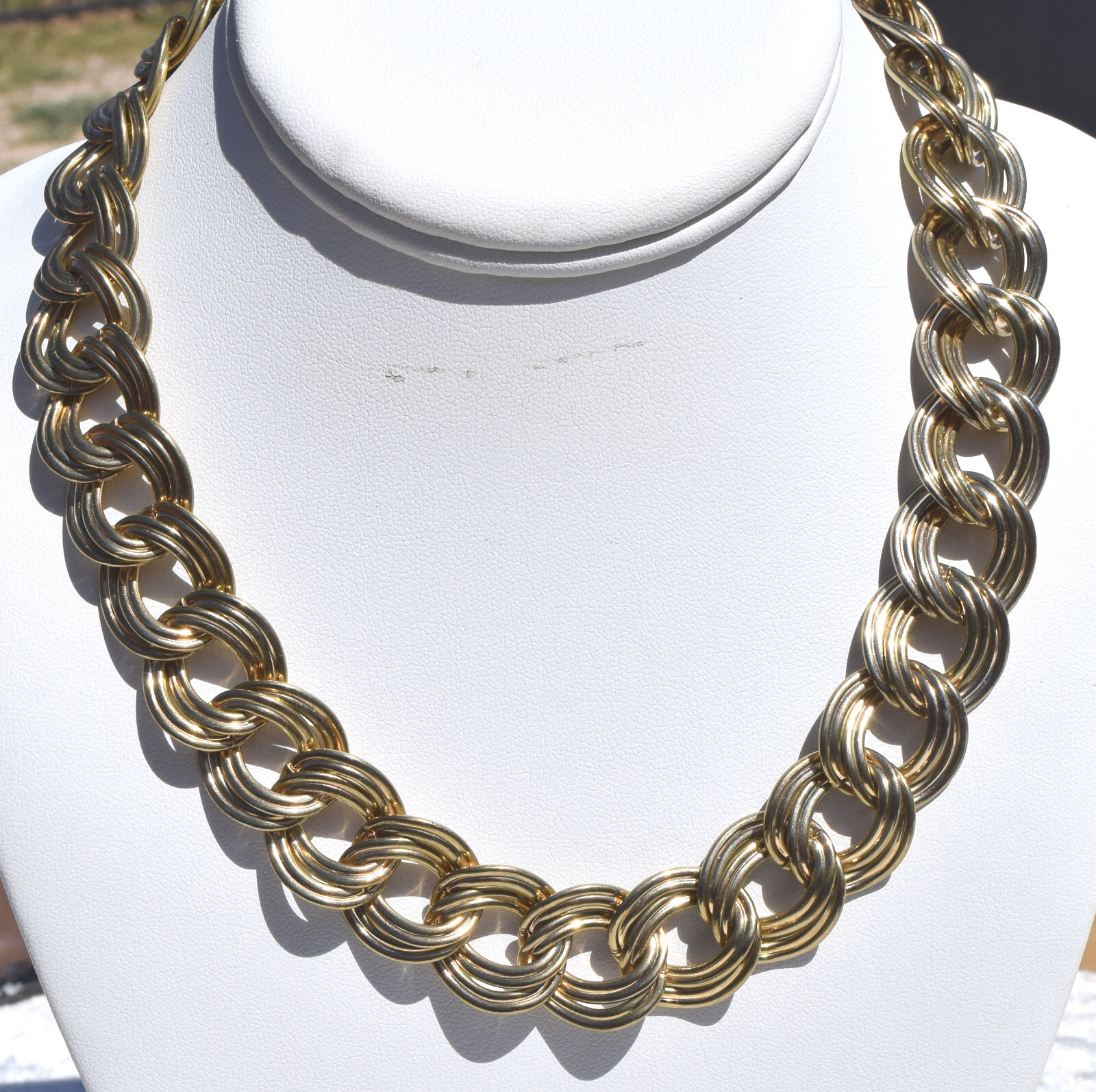 Double Circle Interlocking Link Collar Necklace G… - image 2