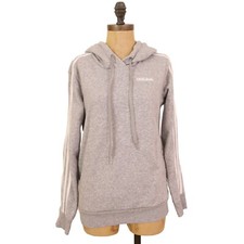 ADIDAS Essential Three Stripe Sweatshirt Top S Fleece Gray Hoodie Lounge EUC B6