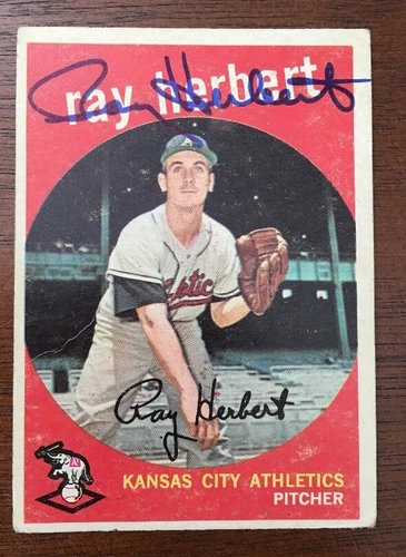 RAY HERBERT 1959 TOPPS AUTOGRAPHED SIGNED AUTO BASEBALL CARD 154 ROYALS