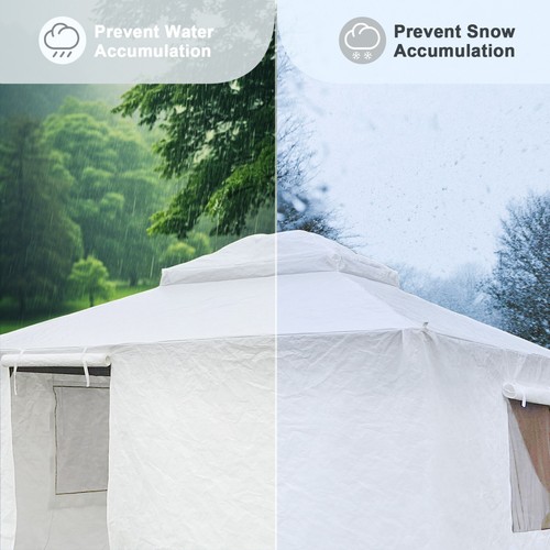 Domi 12'x14' Universal Winter Gazebo Cover w/Sidewalls and Mesh Windows(White) - Picture 4 of 7