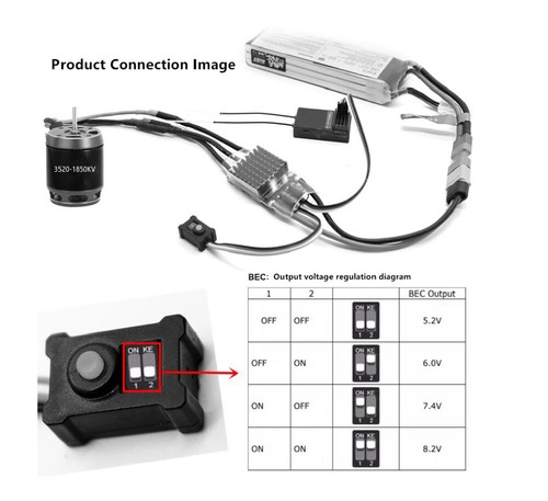 9IMOD AM32 80A Brushless BEC 5.2-8.2V for 1/8 1/10 RC Car Axial SCX10 TRX4 TRX6 - Picture 7 of 10