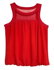 Studio M, Orange Tank Top with Sheer Mesh at Neckline, size XL