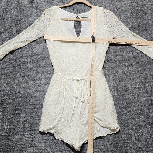 Abercrombie & Fitch Jumpsuit Damen Small weiß elfenbein gefüttert Spitze Kurzpullover - Bild 9 von 9