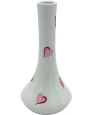 D. Porthault Paris Les Coeurs Pink Hearts Porcelain Bud Vase Limoges