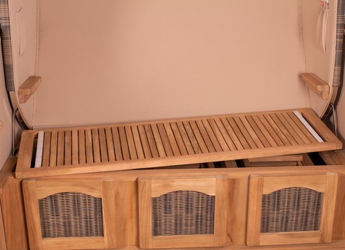Strandkorb-Set - 3-Sitzer - Ammersee Grande XXL Teak - PE grau - Modell 522 - Bild 7 von 14