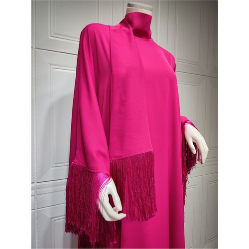 Muslim Women Long Dress Kaftan Batwing Sleeve Abaya Evening Party Gown Tassels - Picture 22 of 71