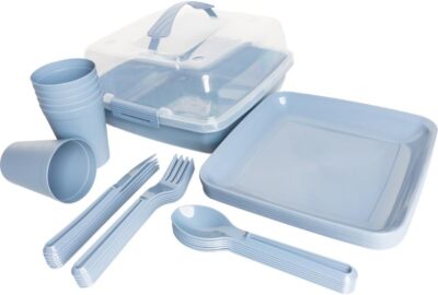 Picknick 6 Personen Geschirrset Camping Geschirr Picknickset Korb 31 Teile