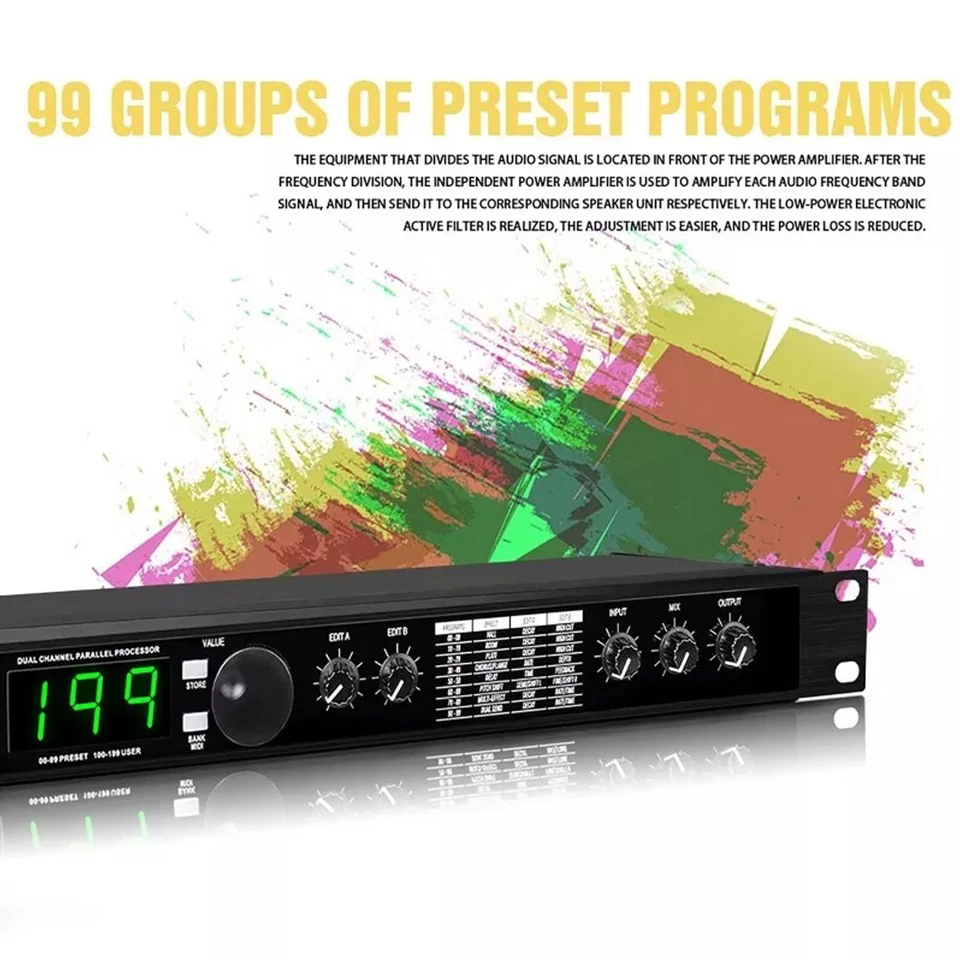 Professional Audio Processor Equalizer Digital Reverb Multi Effect DSP Processor - Image 3 of 4