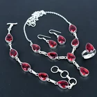 Mozambique Garnet Pear Gemstone Handmade 925 Sterling Silver Jewelry Set VJ 190