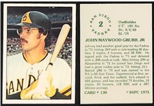 JOHNNY GRUBB-1975 SSPC # 130-SAN DIEGO PADRES OF-50 YEAR OLD VINTAGE COLLECTIBLE