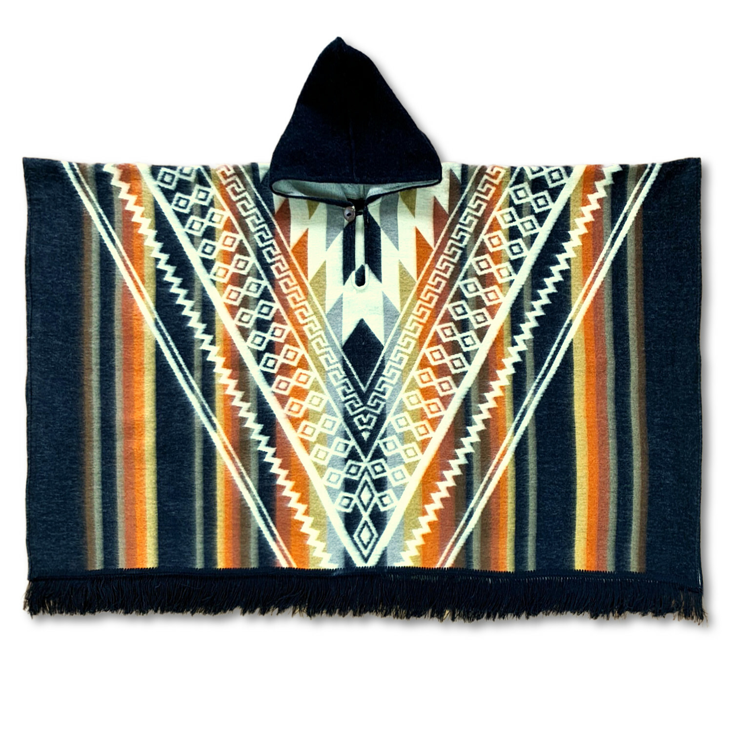 Aztec Rug Poncho Alpaca wool Hooded Poncho Unisex Aztec pattern all seasons boho hippie ...