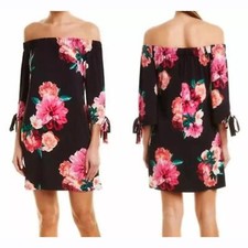 Eliza J Presidential Blue Off Shoulder Floral Shift Dress Women’s Size 6