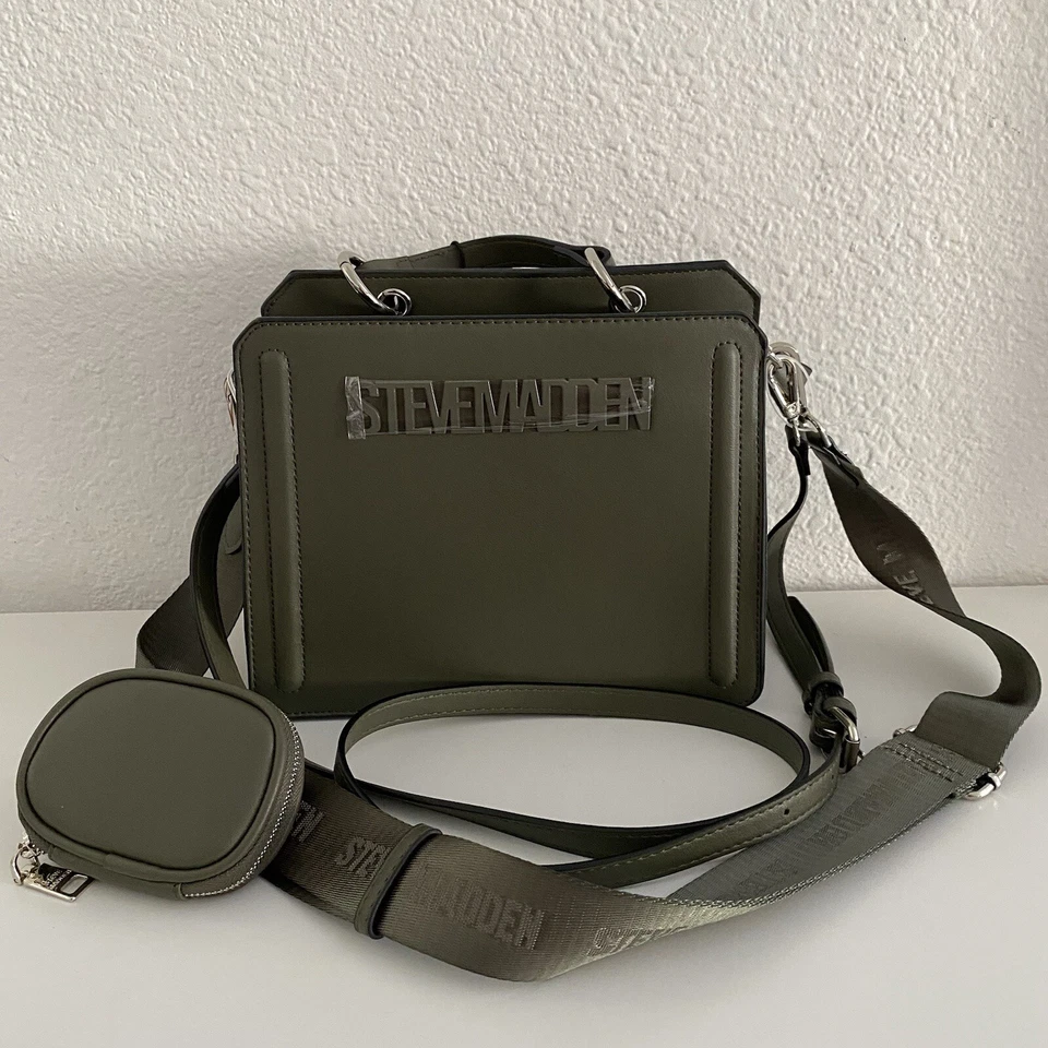 Steve Madden BEVELYNN Satchel Crossbody BAG, Air Pod CASE TikTok Juniper Green