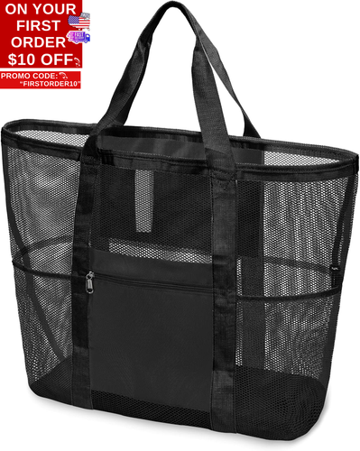 Mesh Beach Bag Family - Beach Tote Bag Cruise Vacation Essentials, XL