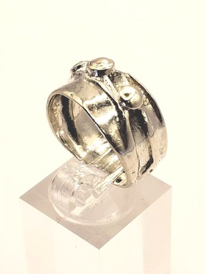 Sterling Silber einzigartiger breiter Statement Ring - Handwerker gemarkt