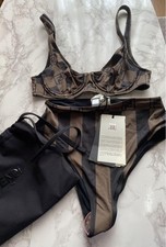 Costume da bagno FENDI bikini taglia S 36 logo marrone nero nuovo con etichetta originale made in Italy
