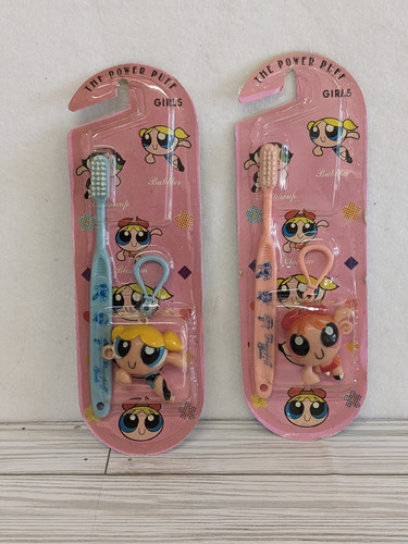 Powerpuff Mädchen Zahnbürste/Abdeckung Neu in Verpackung Cartoon Network Blossom Bubbles Vintage - Bild 1 von 3