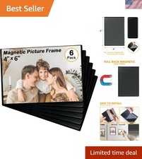 Magnetic Picture Frame, Holds 4X6 Inches Pictures, Reusable Black Magnet Frid...
