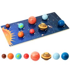 Wooden Solar System Model Board - Montessori Planet Puzzle STEM Toy