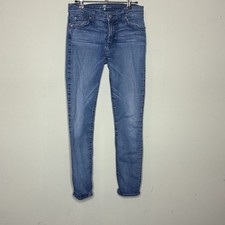 7 For All Mankind Skinny Jeans Womens 27 Blue Mid Rise Stretch Denim
