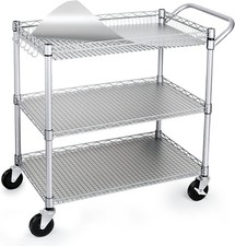 990Lbs Capacity Heavy Duty Rolling Utility Cart NSF Rolling Carts w/ Wheels gray