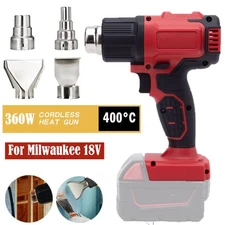 752°F Cordless Heat Gun for Milwaukee 18V Battery 360W Fast Heating W/4 Nozzles