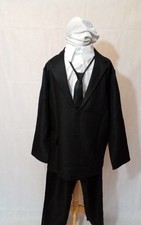 SLENDERMAN BUSINESSMAN SUIT MORPHSUITS FANCY DRESS REMOVABLE MASK SIZE SML ??