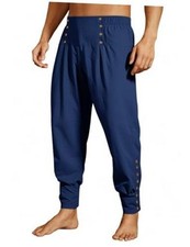 Mens Medieval Pirate Pants Viking Trousers Renaissance Large Navy Blue