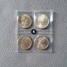 Lotto di 4 Monete Dollaro Americano "Serie Presidenti USA" in Blister Come Foto