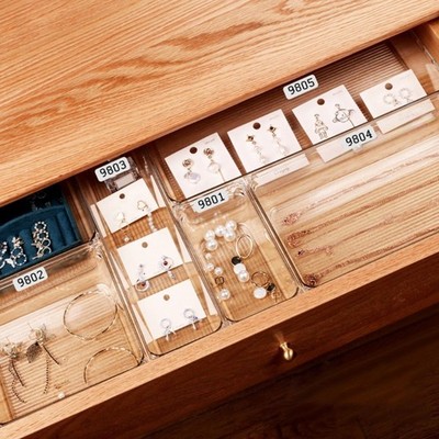 25Pcs Versatile Bedroom Kitchen Drawer Storage Trays Portable Clear Organizers