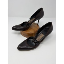 Salvatore Ferragamo Vintage Brown Leather d'Orsay Pumps Ribbon Bow Heels Italy 7