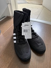 ADIDAS *BOX HOG 2* MENS BLACK WHITE BOXING BOOTS  UK 8
